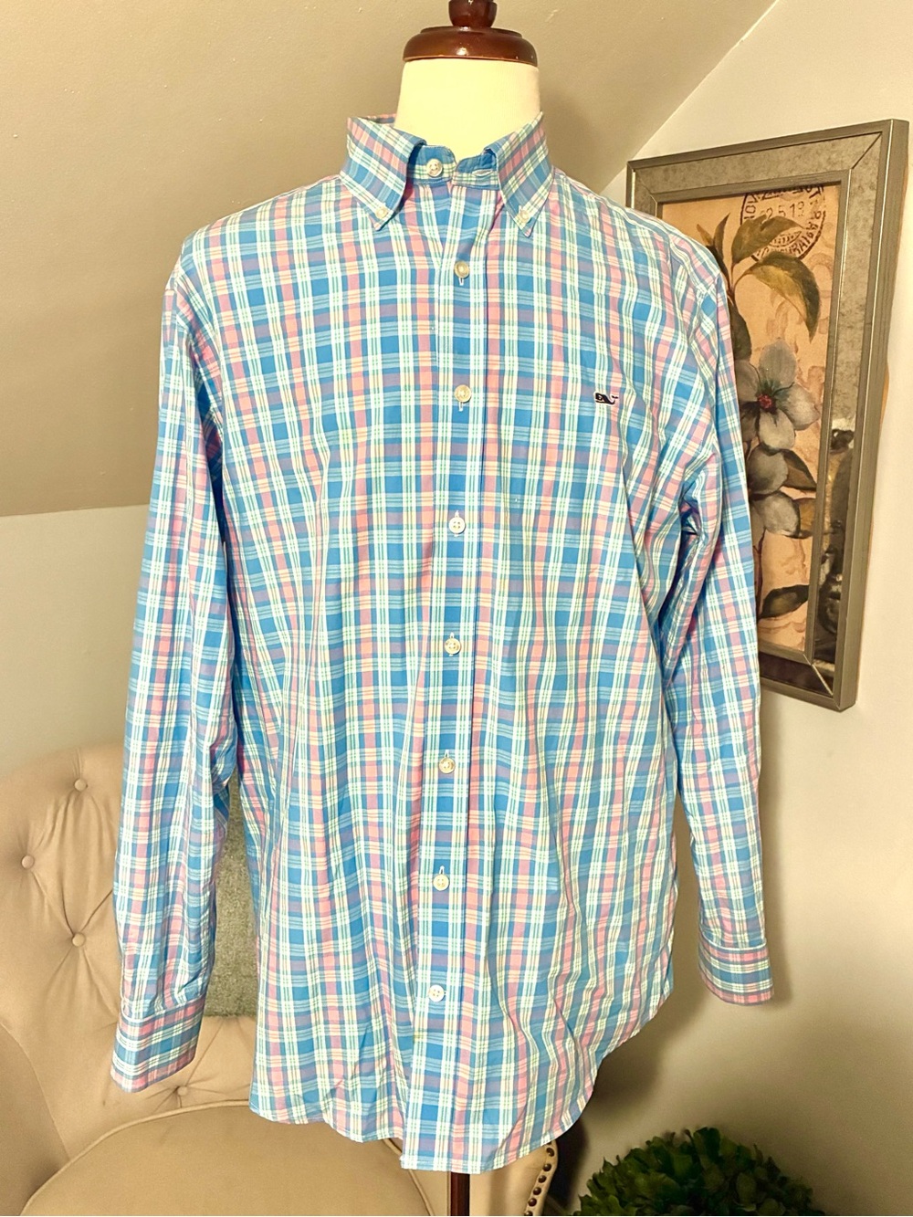 Vineyard Vines Slim Fit Whale Shirt Plaid Button-Down Large